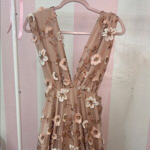 Beautiful Floral Embroidered V-Neck Dress